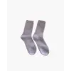 Pink merino wool knit socks, one size, flat lay
