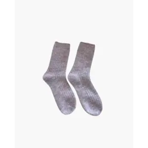 Pink merino wool knit socks, one size, flat lay