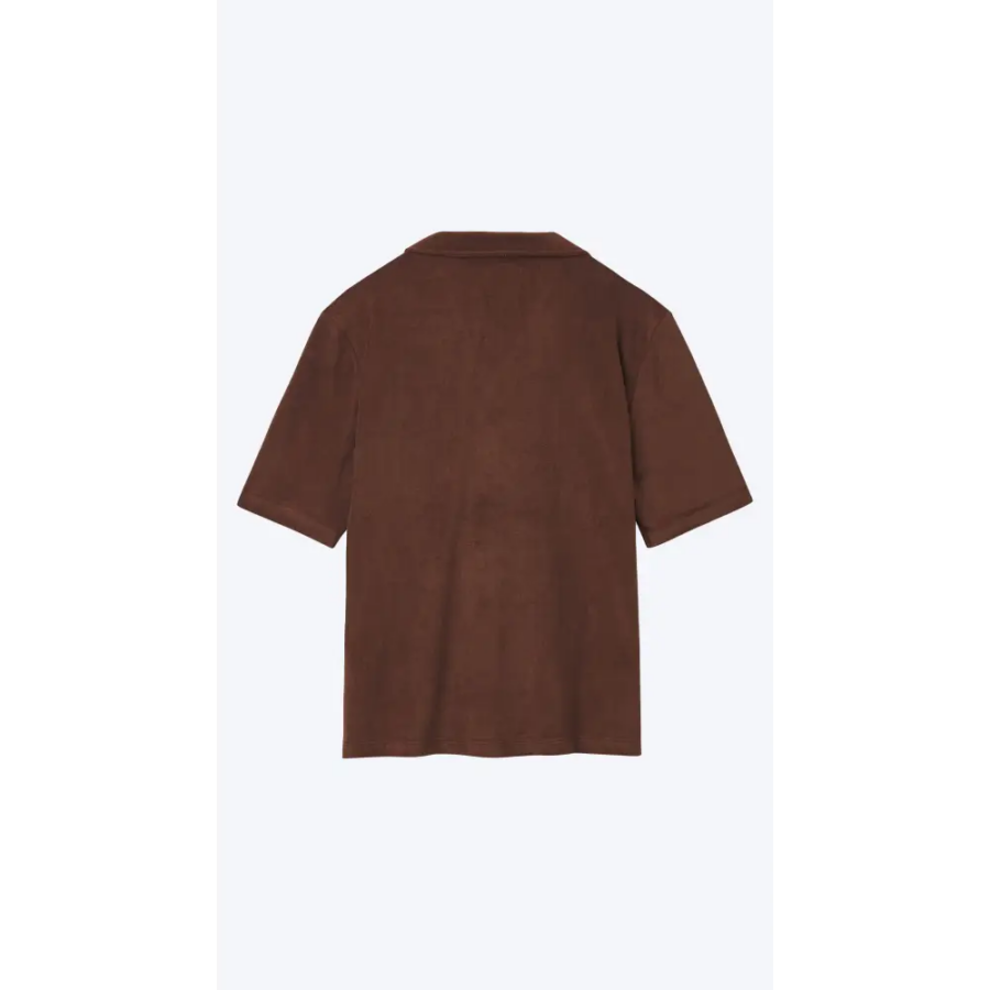 Cuban collar linen shirt front button detail, tailored relaxed fit