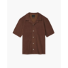 Cuban collar linen shirt in cream, showing open camp collar and short sleeves