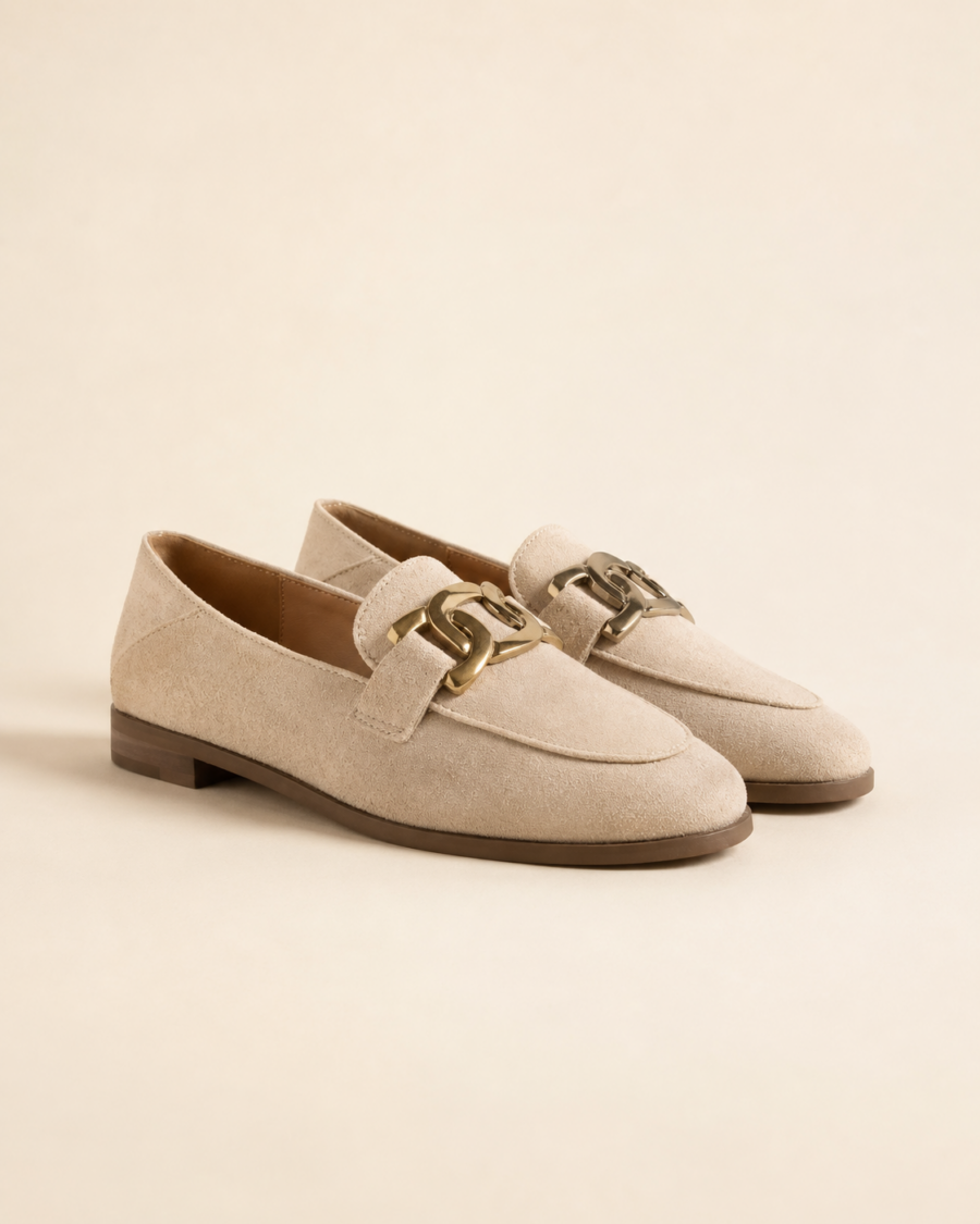 Ladies’ Horsebit Suede Loafers - Beige 35EU / 2.5UK / 4.5US