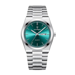 emerald-steel-quartz-watch-175 Emerald steel quartz watch 41mm case, sunray dial, stainless steel bracelet