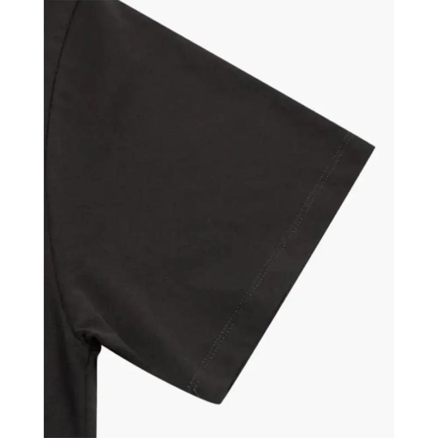 Black cotton blend t-shirt folded showing fabric texture and weight