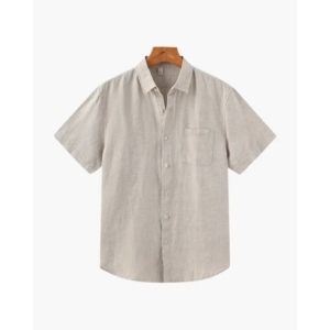 Essential Linen Short-Sleeve Shirt - Beige / S