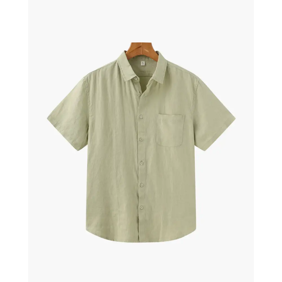 Essential Linen Short-Sleeve Shirt - Mint Green / S