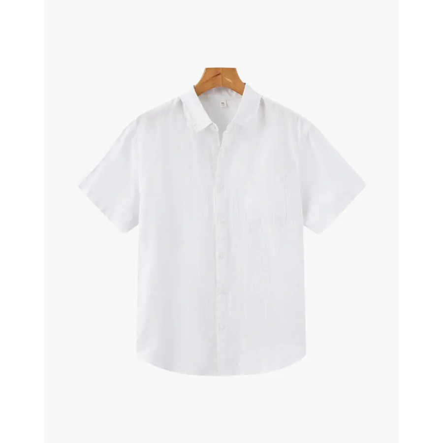 Essential Linen Short-Sleeve Shirt - White / S