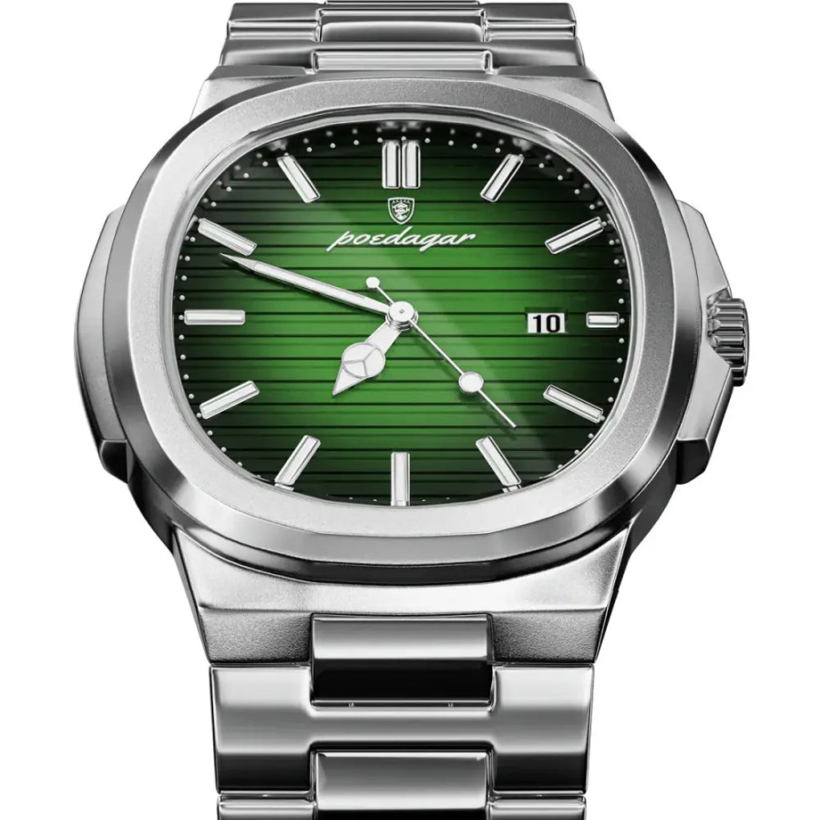 Eterna automatic watch 38mm case, luminous dial markers, folding bracelet clasp