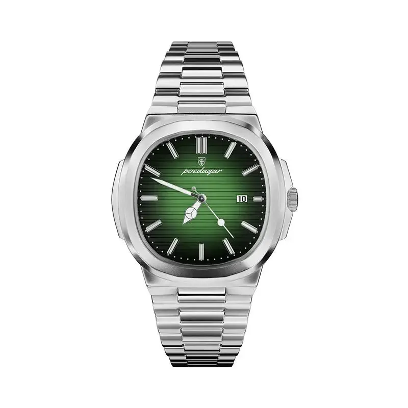Eterna steel automatic watch Emerald green sunburst dial with luminous indices