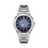 Eterna stainless steel automatic watch with Ocean blue luminous dial, polished case