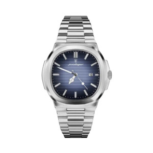 Eterna stainless steel automatic watch with Ocean blue luminous dial, polished case