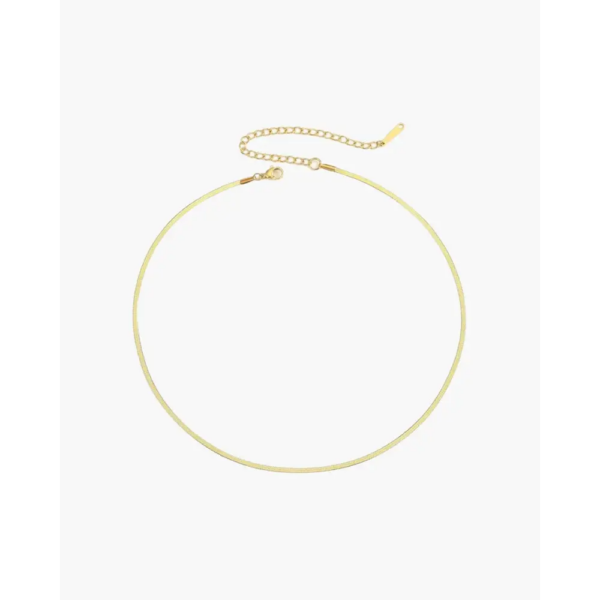 Fine minimalist chain necklace in stainless steel, polished gold-tone finish, 1.2mm diameter
