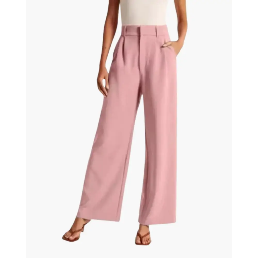Dusty pink fluid tailored trousers, drape detail