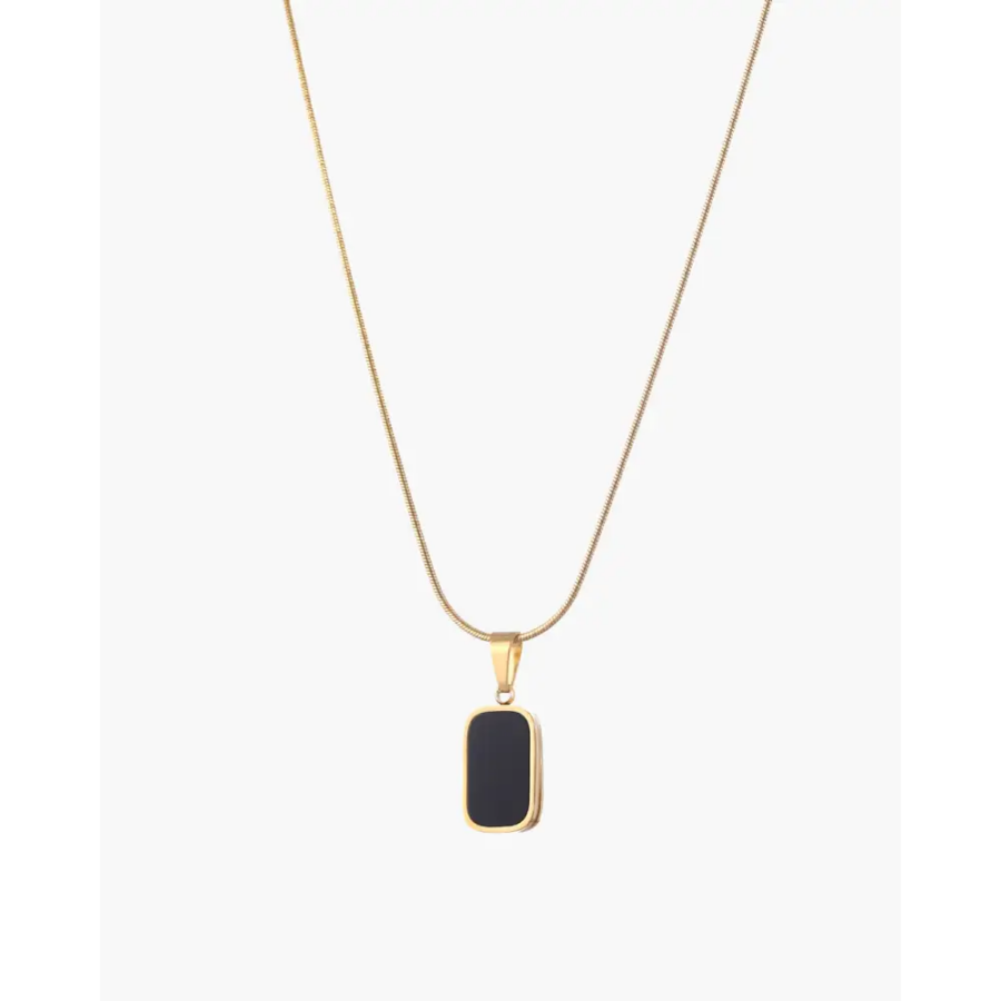 Gold Necklace with Black Enamel