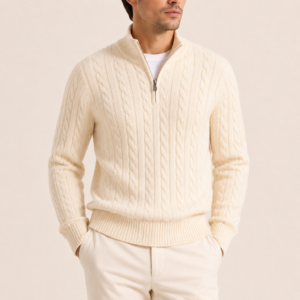 heritage-cable-half-zip-sweater Heritage Cable Half-Zip Sweater - Beige S