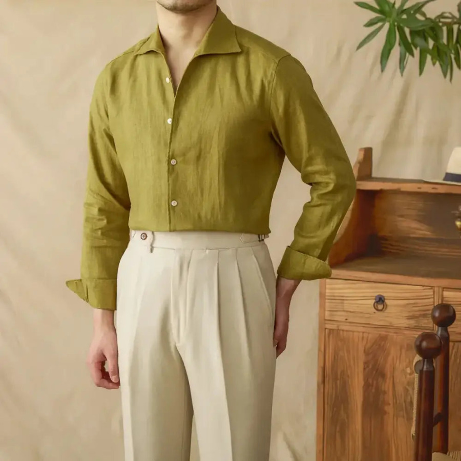 Heritage Linen Shirt - Olive Green / XS