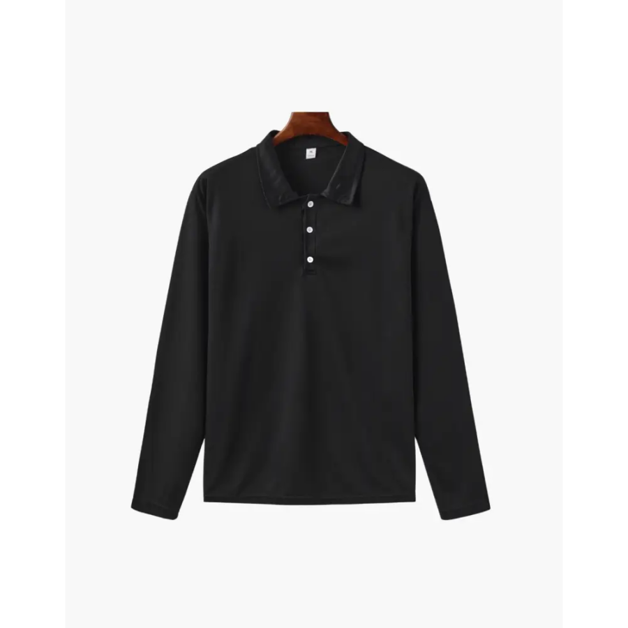 Heritage Long Sleeve Polo - Black / XS