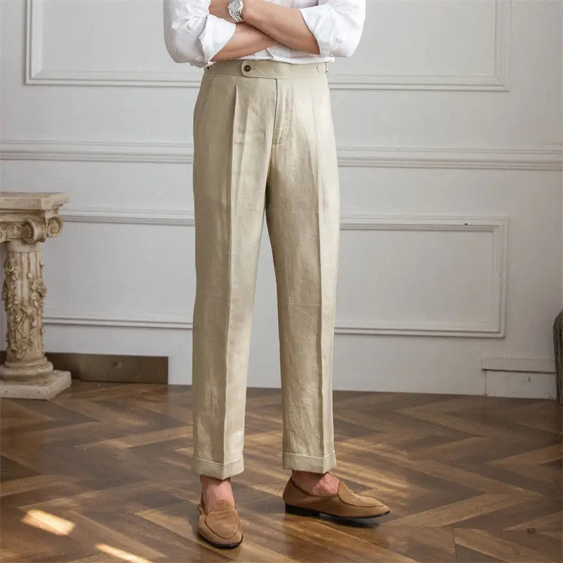 Heritage Pleated Linen Trousers