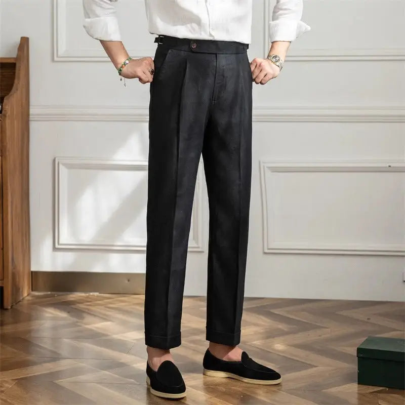 Heritage Pleated Linen Trousers