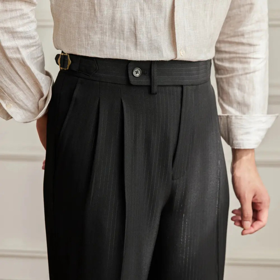 Heritage Pleated Trousers - Black / 28