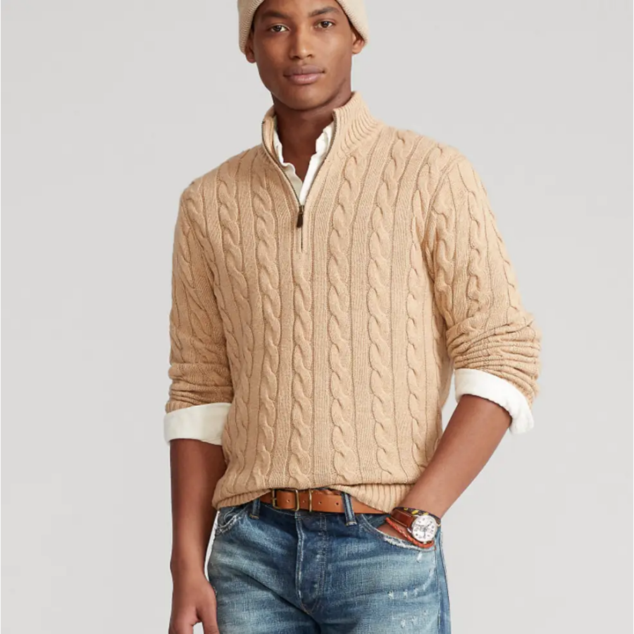 Cable knit with ribbed cuffs and hem detail