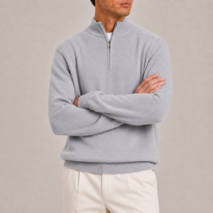 Heritage Wool Half-Zip Sweater - Gray S