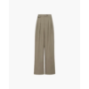 Heritage wool wide-leg pants in light sand, size S, front view