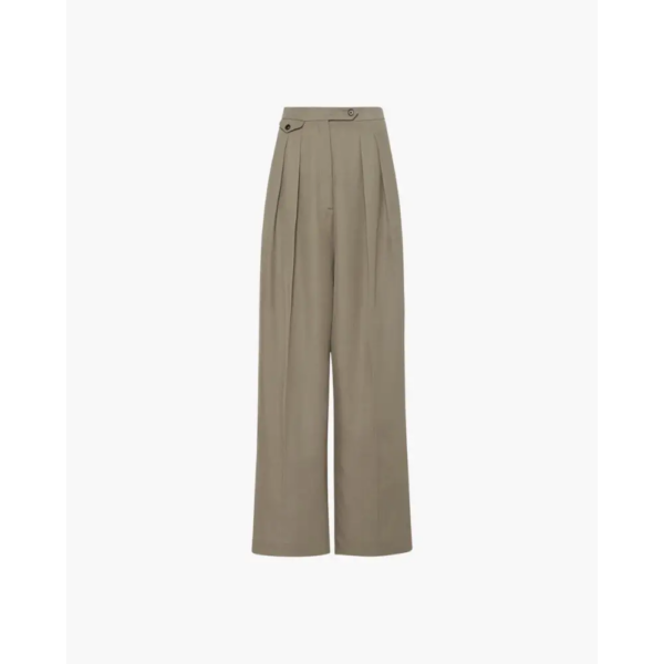 Heritage wool wide-leg pants in light sand, size S, front view