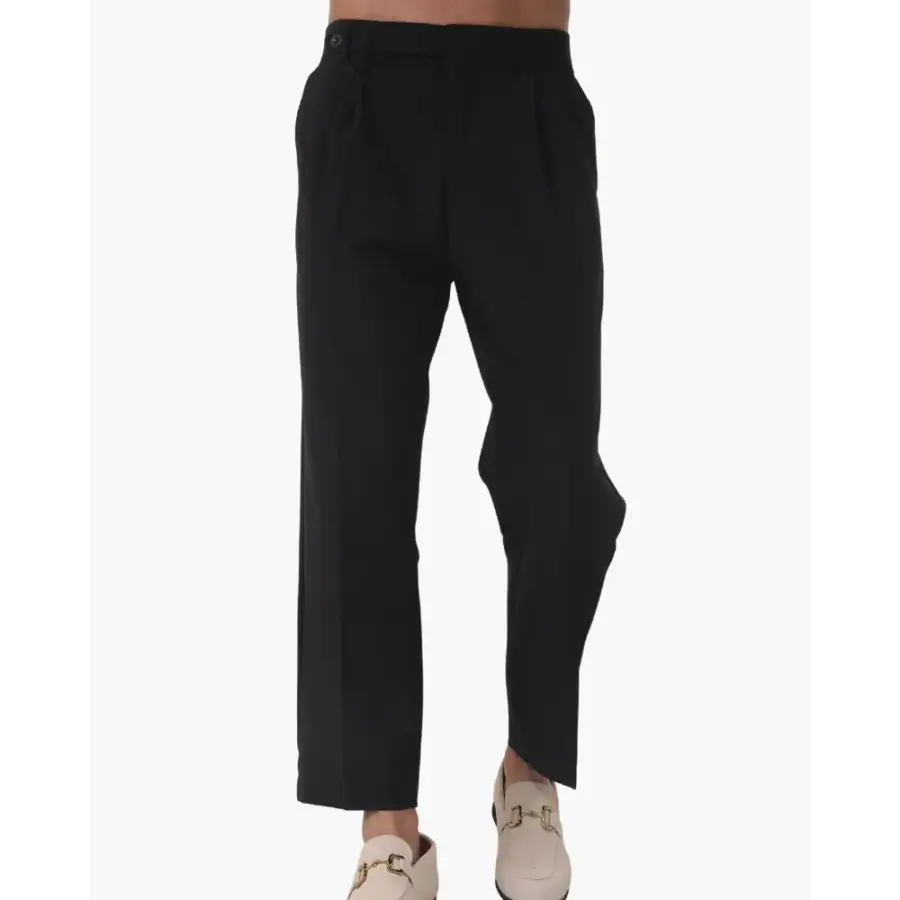 High waist tailored pants fabric detail close-up, silk-cotton weave texture