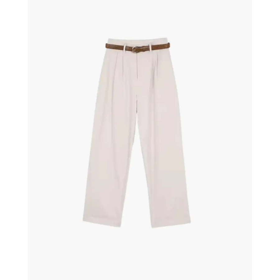 High-Waist Wide Leg Trousers - White / S