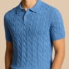 Iconic Cable Knit Polo - Blue S