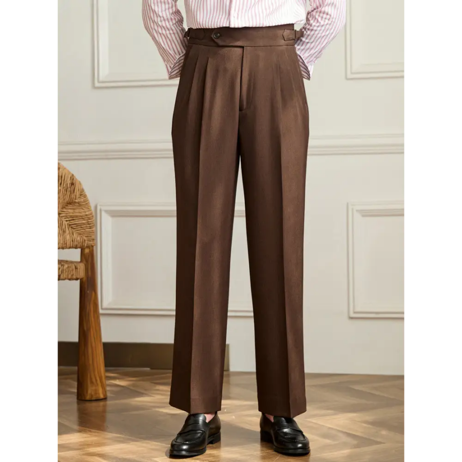 Imperial Pleated Trousers - Mocha Brown / 28
