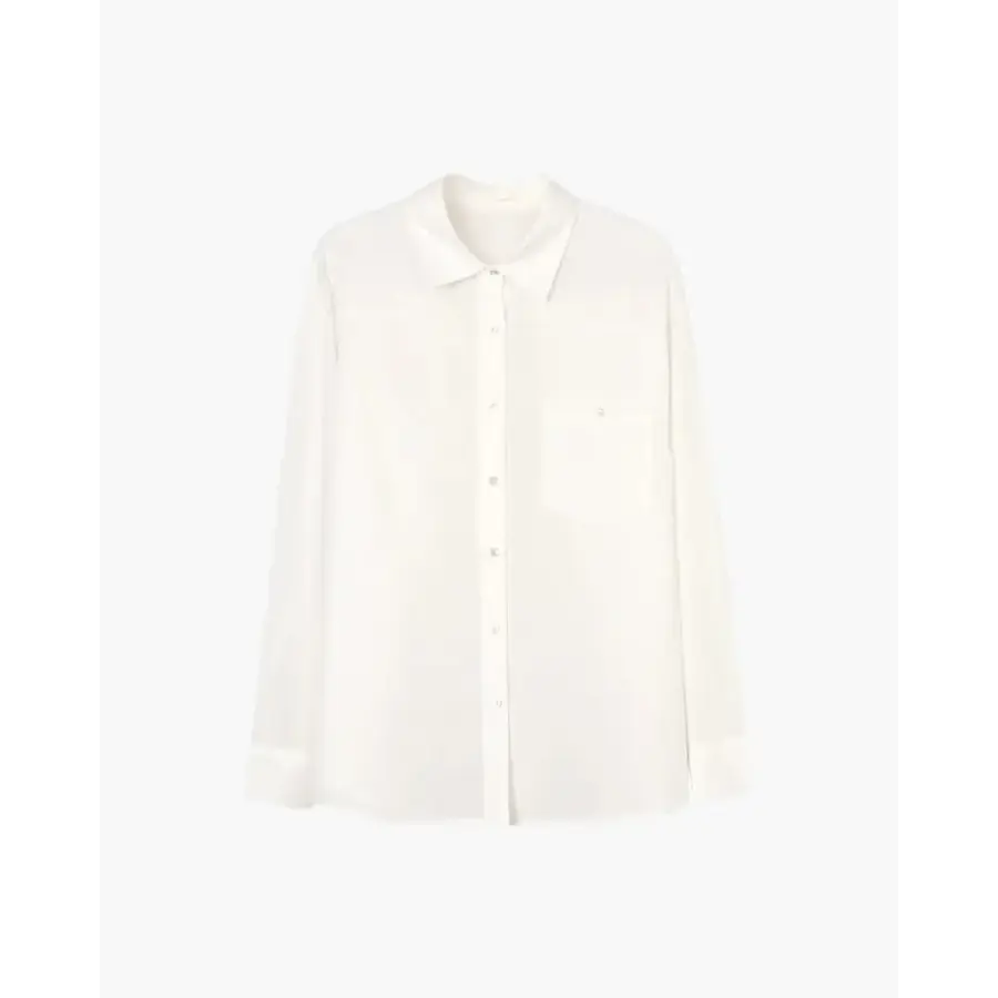 Ladies’ Long Sleeve Linen-Cotton Shirt - White / S