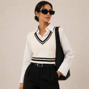 Ladies’ Preppy V-Neck Knit Vest
