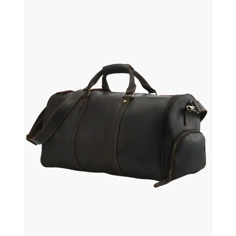 Leather Duffel Bag - Dark Brown