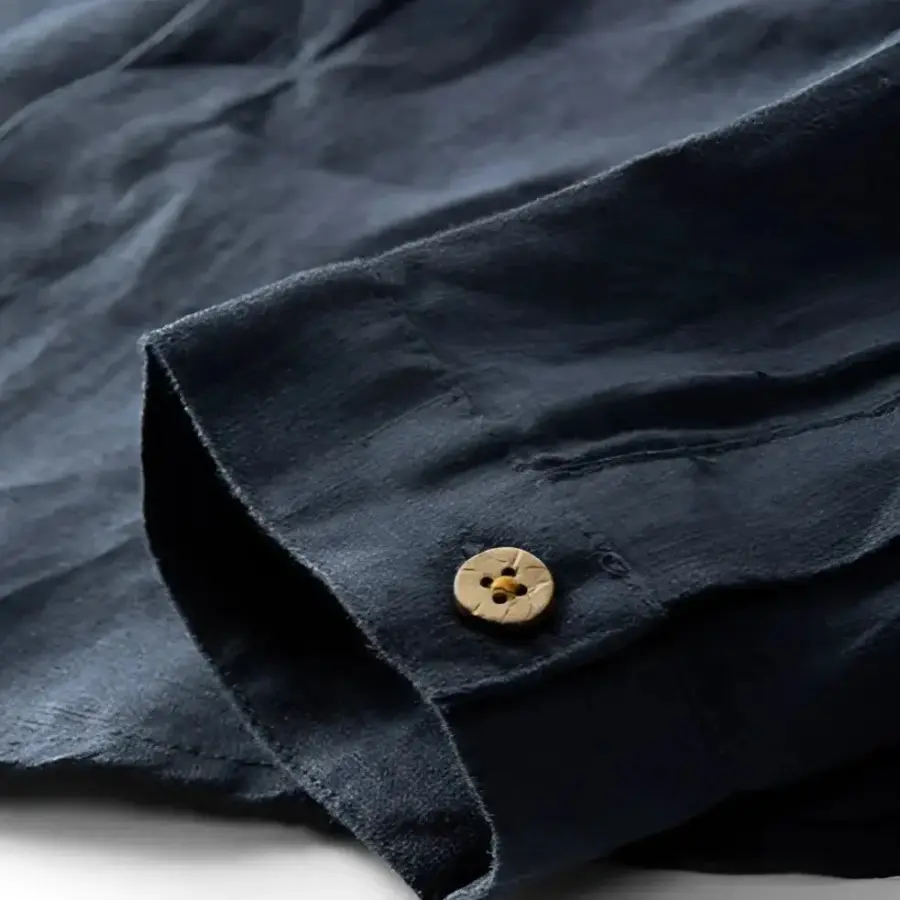 Linen Band-Collar Shirt