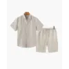 Linen Blend Summer Set (Shirt & Shorts) - Beige / Beige / S