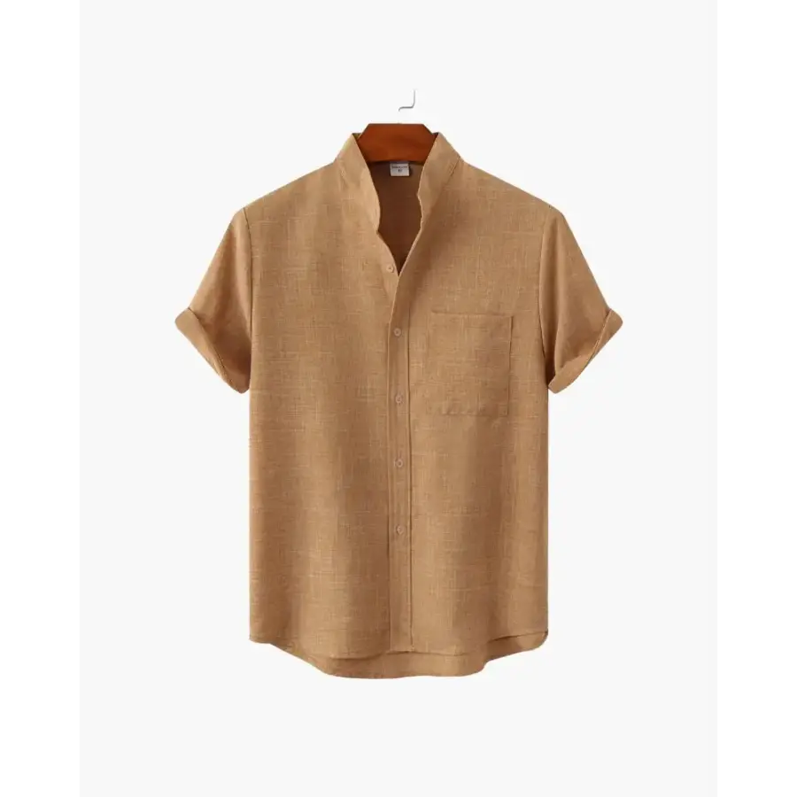 Beaumont mandarin collar shirt yellow size small side view