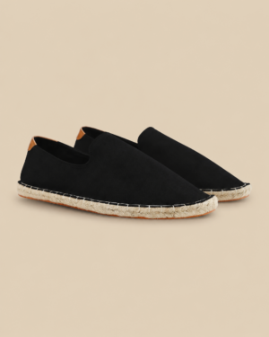 minimalist-jute-espadrilles Black minimalist jute espadrille with canvas upper, hemp rope sole construction
