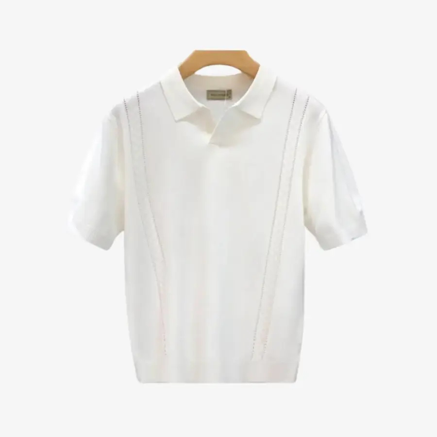 Minimalist Knit Polo - White / S