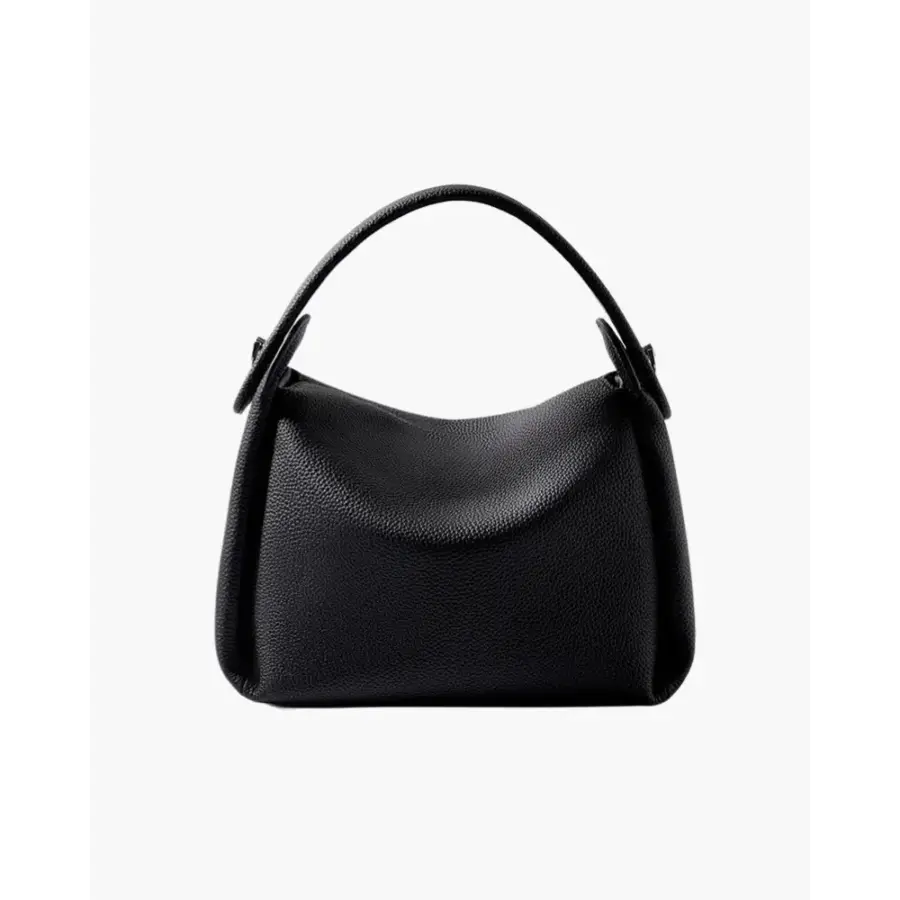 Minimalist Leather Shoulder Bag - Black