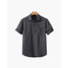 Minimalist Linen Blend Short Sleeve Shirt - Gray / M