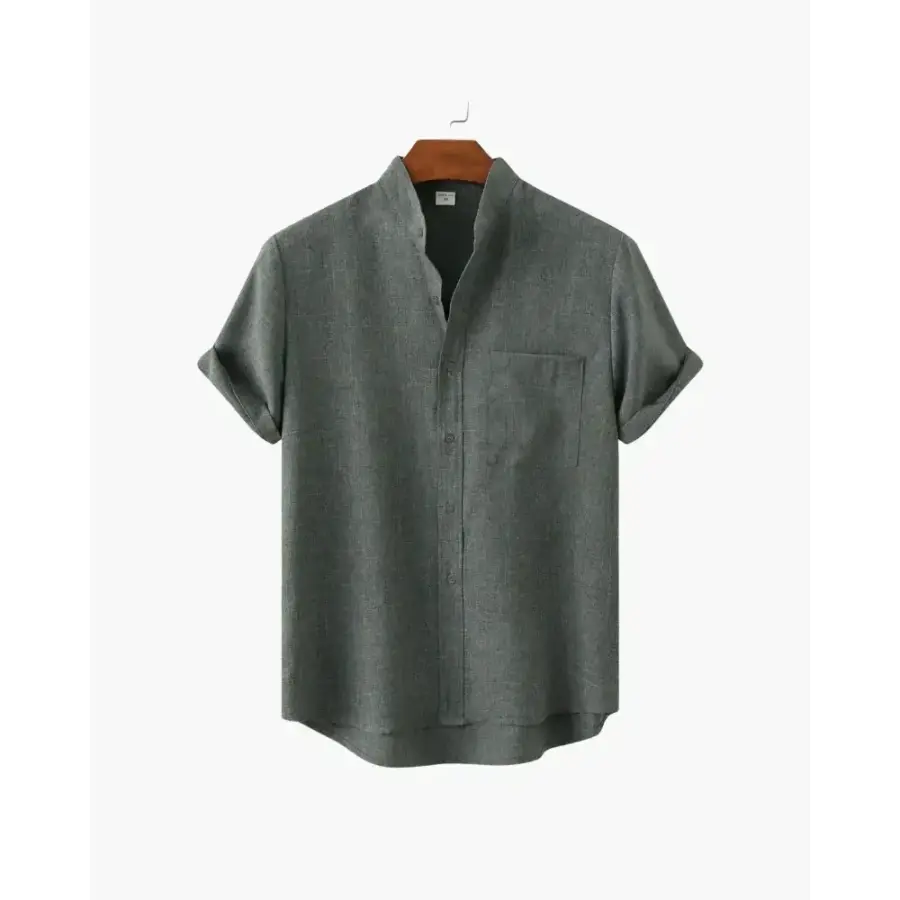 Minimalist Split-Neck Shirt - Gray / S