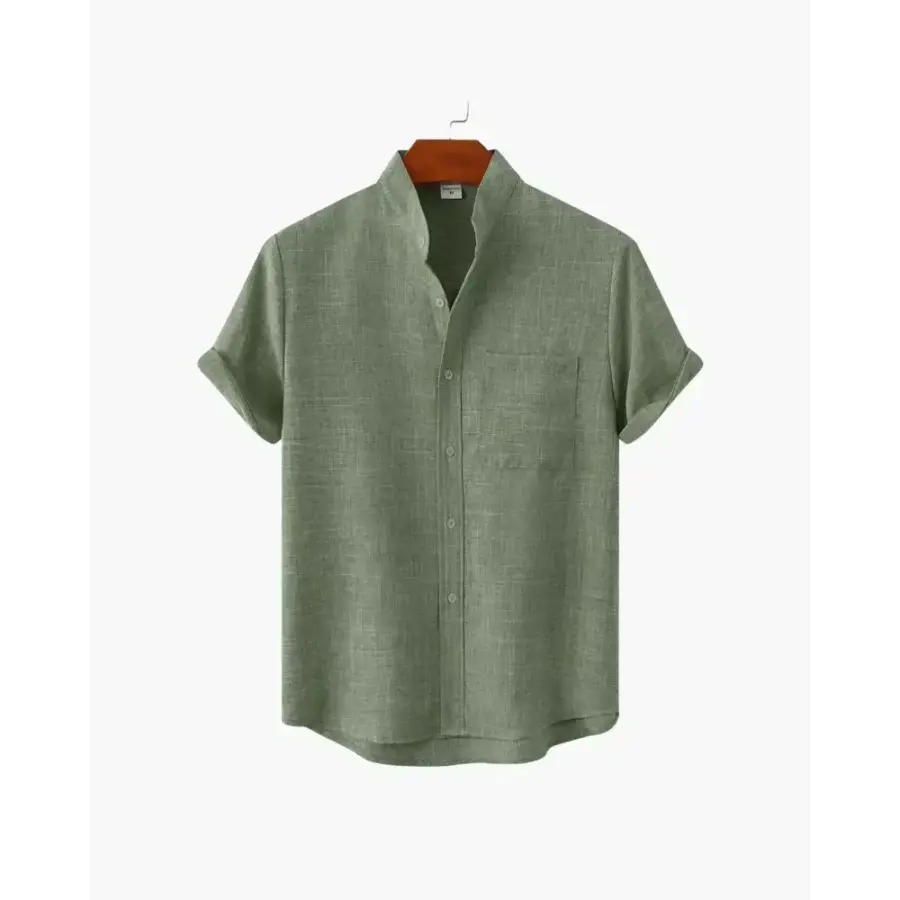 Minimalist Split-Neck Shirt - Green / S