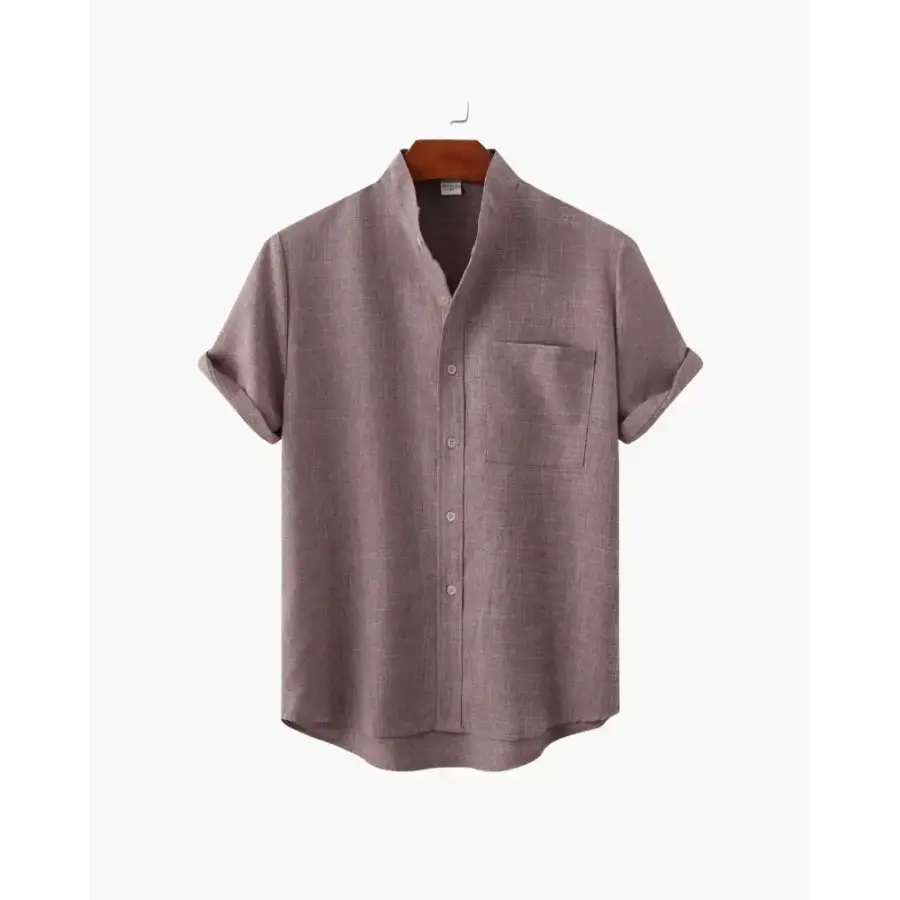 Minimalist Split-Neck Shirt - Plum / S