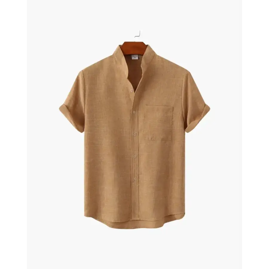 Minimalist Split-Neck Shirt - Yellow / S