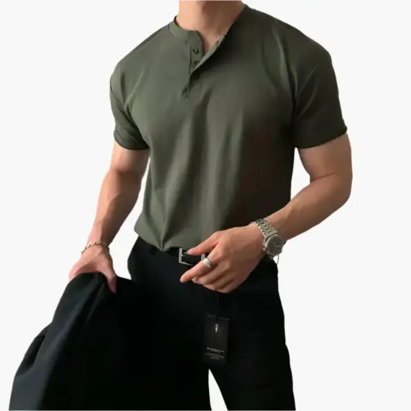 Modern Buttoned Collar Knit Polo