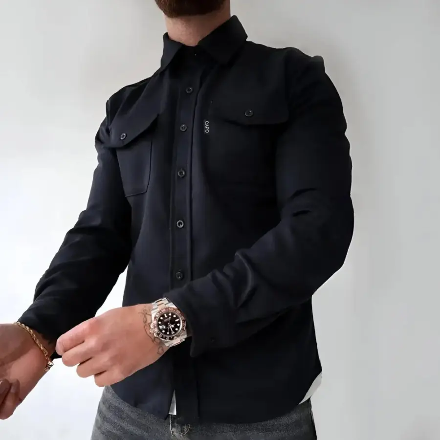 Modern Utility Overshirt Jacket - Black / S