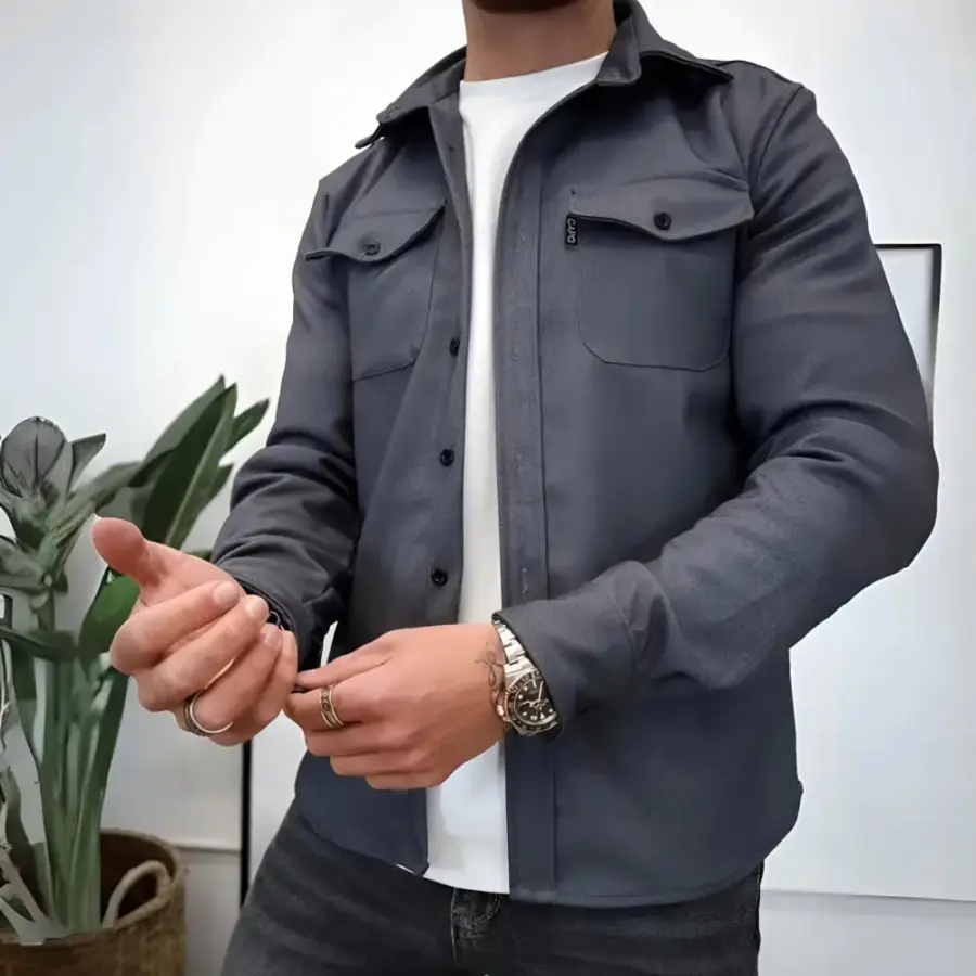Modern Utility Overshirt Jacket - Dark Grey / S