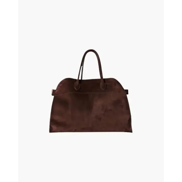 Montelaire velvet day bag in henna, front view showing arched silhouette