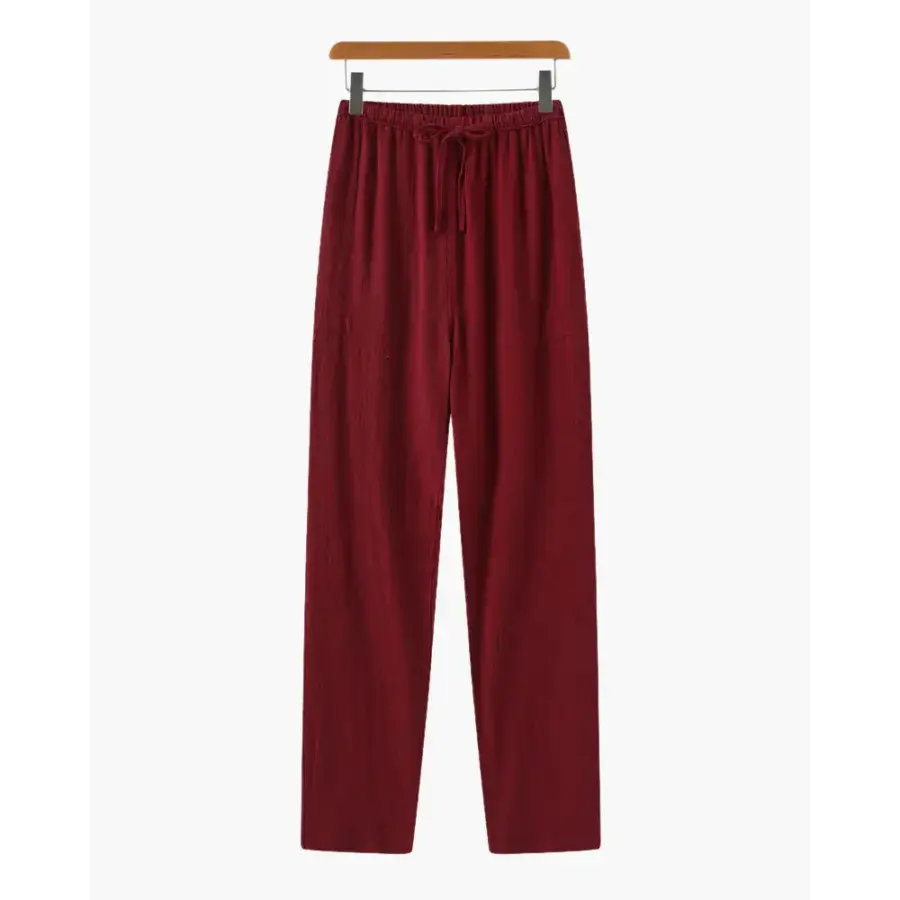 Nomad Slim Linen Pantalon - Red / S